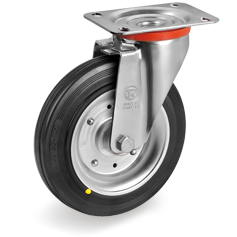 SERIES 53AS: Antistatic rubber wheels, pressed steel discs