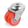 Twin injection polyurethane wheels, polyamide 6 centre, swivel bolt hole bracket for high carrying capacity