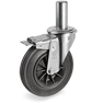 Standard rubber wheels, polypropylene centre, swivel castor with stem NL, front lock