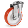 Injection polyurethane wheels, polyamide 6 centre, swivel bracket with bolt hole type NLX