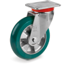 "TR Roll" polyurethane wheels with ergonomic round profile, aluminium centre, swivel extra-heavy duty bracket (EP)