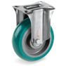 Ruote in poliuretano "TR Roll" con profilo bombato ergonomico, nucleo in poliammide 6, supporto fisso tipo NLX
