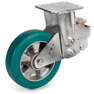 Ruote in poliuretano TR-ROLL, nucleo in alluminio, supporto fisso molleggiato EES MHD