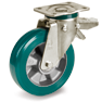 TR-ROLL polyurethane wheels, aluminium centre, swivel top plate bracket type PT with rear brake