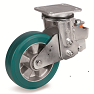 Ruote in poliuretano TR-ROLL, nucleo in alluminio, supporto rotante piastra molleggiato EES MHD