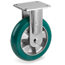 "TR Roll" polyurethane wheels with ergonomic round profile, aluminium centre, fixed electrowelded bracket (EE MHD)