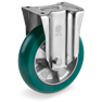 "TR Roll" polyurethane wheels with ergonomic round profile, aluminium centre, fixed standard-duty bracket (NL)