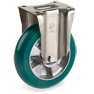 "TR Roll" polyurethane wheels with ergonomic round profile, aluminium centre, fixed medium-heavy duty bracket (P)
