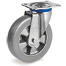Ruote in poliuretano ESD "TR Roll", resistenza elettrica <10^9 Ohm, supporto rotante piastra M