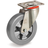 Ruote in poliuretano ESD "TR Roll", resistenza elettrica <10^9 Ohm, supporto rotante piastra P