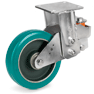 Ruote in poliuretano TR-ROLL, nucleo in ghisa meccanica, supporto fisso molleggiato EES MHD