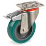 "TR Roll" polyurethane wheels, polyamide 6 centre, swivel bracket P with brake