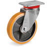 "TR" polyurethane wheels, cast iron centre, swivel top plate bracket type EP