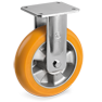 Ruote in poliuretano TR con profilo bombato ergonomico, nucleo in alluminio, supporto fisso elettrosaldato (EE MHD)
