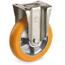 Ruote in poliuretano TR con profilo bombato ergonomico, nucleo in alluminio, supporto fisso pesante (P)
