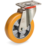 "TR" polyurethane wheels high thickness, aluminium centre, swivel top plate bracket P