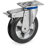 Sigma Elastic rubber wheels, cast iron centre, swivel top plate bracket type M with front lock