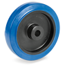 Ruote in gomma elastica blu antitraccia, nucleo in poliammide 6