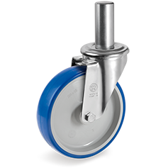 Injection polyurethane wheels, polyamide 6 centre, swivel bracket with stem NL