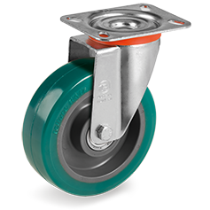 TR-ROLL polyurethane wheels, polyamid 6 centre, swivel top plate bracket type NL