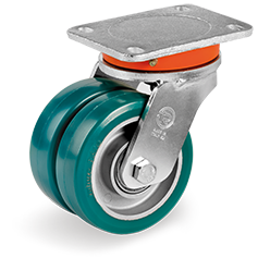 TR-ROLL polyurethane wheels, aluminium centre, swivel top plate bracket EEG MHD