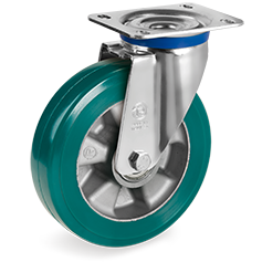 TR-ROLL polyurethane wheels, aluminium centre, swivel top plate bracket type M