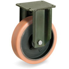 Vulkollan® polyurethane wheels, cast iron centre, fixed bracket type EP