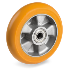 TR polyurethane wheels with ergonomic round profile, aluminium centre