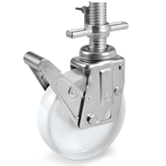 Polyamide 6 solid wheels, swivel bracket with stem for mobile scaffoldings