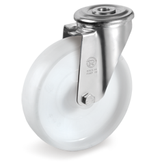 Polyamide 6 solid wheels, swivel bracket with bolt hole type NL