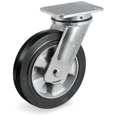 Sigma Elastic rubber wheels, aluminium centre, swivel top plate bracket EE MHD