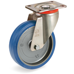 Sigma Elastic rubber wheels, polyamide 6 centre, swivel top plate bracket type P