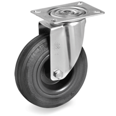 Standard rubber wheels, polypropylene centre, swivel top plate bracket type SL