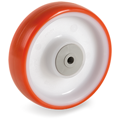 Injection polyurethane wheels, polyamide 6 centre, hub with ball bearings