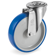 Injection polyurethane wheels,polyamide 6 centre, swivel bracket with bolt hole type NL