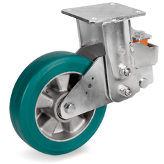 TR-ROLL polyurethane wheels, aluminium centre, fixed sprung loaded bracket EES MHD