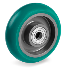 "TR Roll" polyurethane wheels with ergonomic round profile, polyamide 6 centre