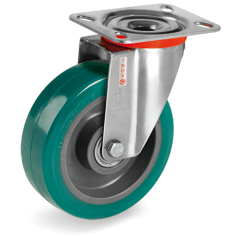 TR-ROLL polyurethane wheels, polyamid 6 centre, swivel top plate bracket type NLX