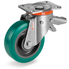 "TR Roll" polyurethane wheels, polyamide 6 centre, swivel bracket PX with brake