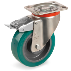  "TR Roll" polyurethane wheels, polyamide 6 centre, swivel bracket P with brake