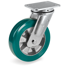 TR-ROLL polyurethane wheels, aluminium centre, swivel top plate bracket EE MHD