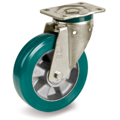 TR-ROLL polyurethane wheels, aluminium centre, swivel top plate bracket type PT