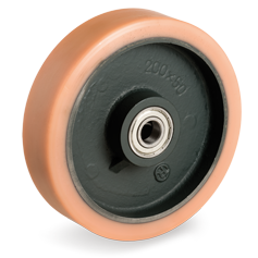 Vulkollan® polyurethane wheels, cast iron centre