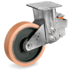 Vulkollan® wheels, cast iron centre,  fixed sprung loaded bracket EES MHD