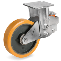 TR Polyurethane wheels, cast iron centre, fixed sprung loaded bracket EES MHD