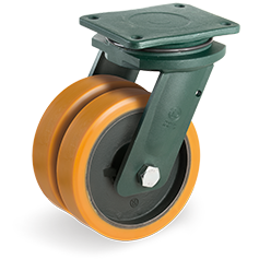 TR Polyurethane wheels, cast iron centre, swivel top plate bracket EEG EHD