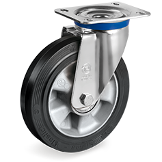 Sigma Elastic rubber wheels, aluminium centre, swivel top plate bracket type M