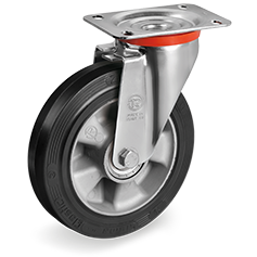 Sigma Elastic rubber wheels, aluminium centre, swivel top plate bracket type NL