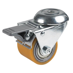 "TR" polyurethane Pallet truck rollers with steel centre, swivel institutional brackets with brake