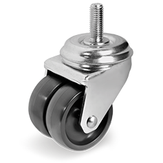 Polyamide 6 twin wheels, swivel stem bracket for high carrying capacity